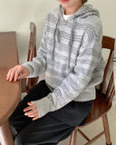 Feltenden Stripe Knit Hood Zip-Up Cardigan