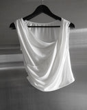 Ripple Drape One-Shoulder Off-Sleeveless