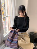 Sar basic boat neck cozy crop long sleeve knit