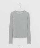 Decal Tencel Wool Round Long Sleeve Tee