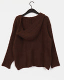 Hinmo Cable Duffle Button Hood Knit Cardigan