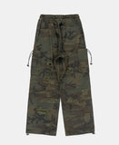 Camo distressed cargo string banding pants