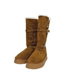 Double Buckle Fur Fold Sheepskin Boots