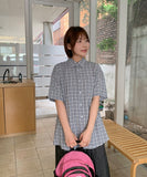 Lupin Summer Seersucker Check Over Short Sleeve Shirt