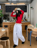 Vintz three-pin tuck balloon wide cotton pants