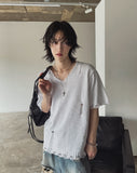 Atelie damage V-neck short sleeves knitwear