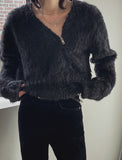 Unbalanced angora zipper knit