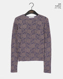 Jeffin Rose embossed two-tone see-through long-sleeved T-shirt