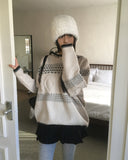 Qwerty Nordic Cable Loose Fit Hood Knit