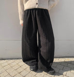 [BAONHAUS] Holfer Cable Quilting Banding Wide Pants