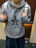 Morui stitch star knit hoodie