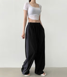 Rustle two-way side color matching jogger wide banding pants