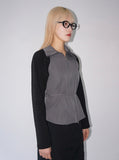 HIGHNECK LINE KNIT ZIP-UP