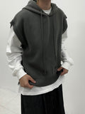 Overhole Hooded Neck Knit Vest