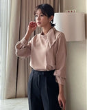 Rain Shirring Tie Blouse