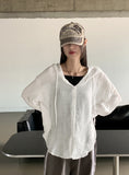 Gelato Summer Boxy See-through Hood Long Sleeve Shirt Cardigan