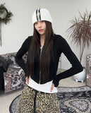 Ser Crop Ribbed Hood Zip-Up