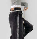 Side Surgery Point Hip Point Long Wide Denim Pants