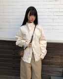 Henro High Neck Vintage Overfit Bomber Jacket
