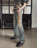 Summer Cool Oil Washed Flare Denim Pants
