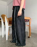 Socif line color matching denim banding pants
