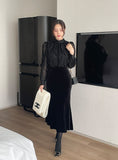 Seldin Velvet See-Through Dot Blouse