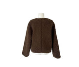 Boker Two Button Fluffy No Collar Fur Jacket