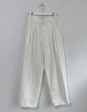 Bow Cotton High Waist Wide Pants