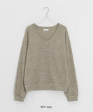 Shinpori Stripe V-Neck Knit Sweatshirt