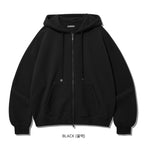 Inverted cropped hood zip-up