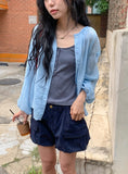 Kasumi Stripe Color Matching Button Sleeveless