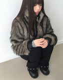 Nupe Two-Tone Fur Two-Way Zip-Up Jumper