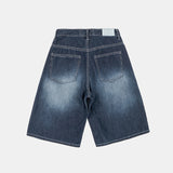 Grayish blue washed denim half pants