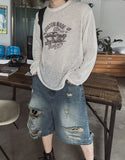 Racing graphic summer see-through knitwear