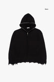 Worcester damage full zip-up knit hood zip-up