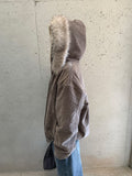 Tiken Herringbone Wool Hood Fur Jacket