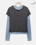 Cel Color Matching Layered Long Sleeve T-Shirt