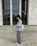 Greek Washing Denim Wide Pants