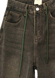 Wide green string denim