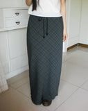 Daming Check Chiffon String Layered Long Skirt
