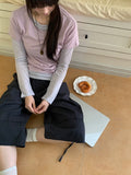 Sarun Color Layered Basic Round Short Sleeve Tee