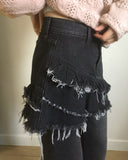 Tor Pleated Mini Skirt Denim Pants