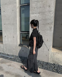 Posh black blue cargo long skirt