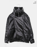 Allin Belt Overfit Leather Jacket Jumper