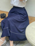 Lopiel Denim Like Banding Flare Long Skirt