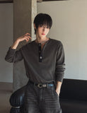 Esta Crop Waffle Henley Neck T-Shirt