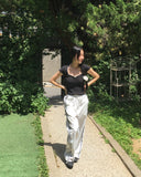 Dohwa Dot Rose Lace Crop Short Sleeve T-shirt