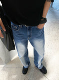 Sand brush wide denim pants