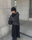 Anka cable two-way knit zip-up cardigan