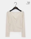 Soya Dot Half Button V-Neck Long Sleeve T-Shirt